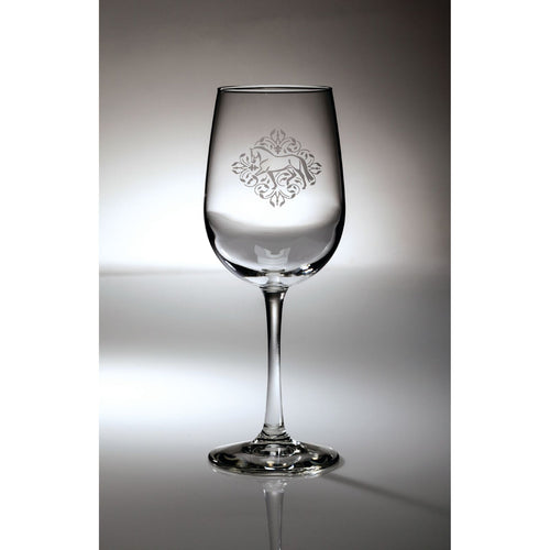 Floral Etched Wine Glass