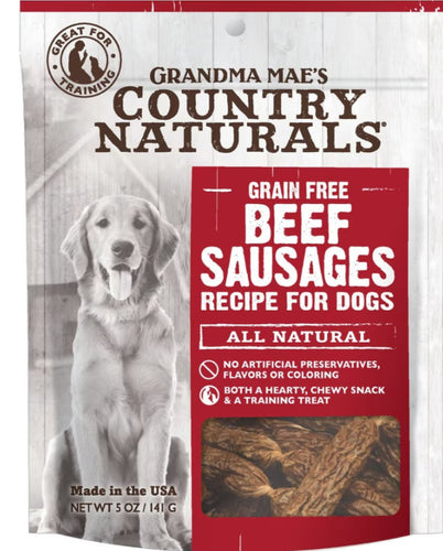 Grandma Mae’s Country Naturals Grain Free Beef Sausages Dog Treats