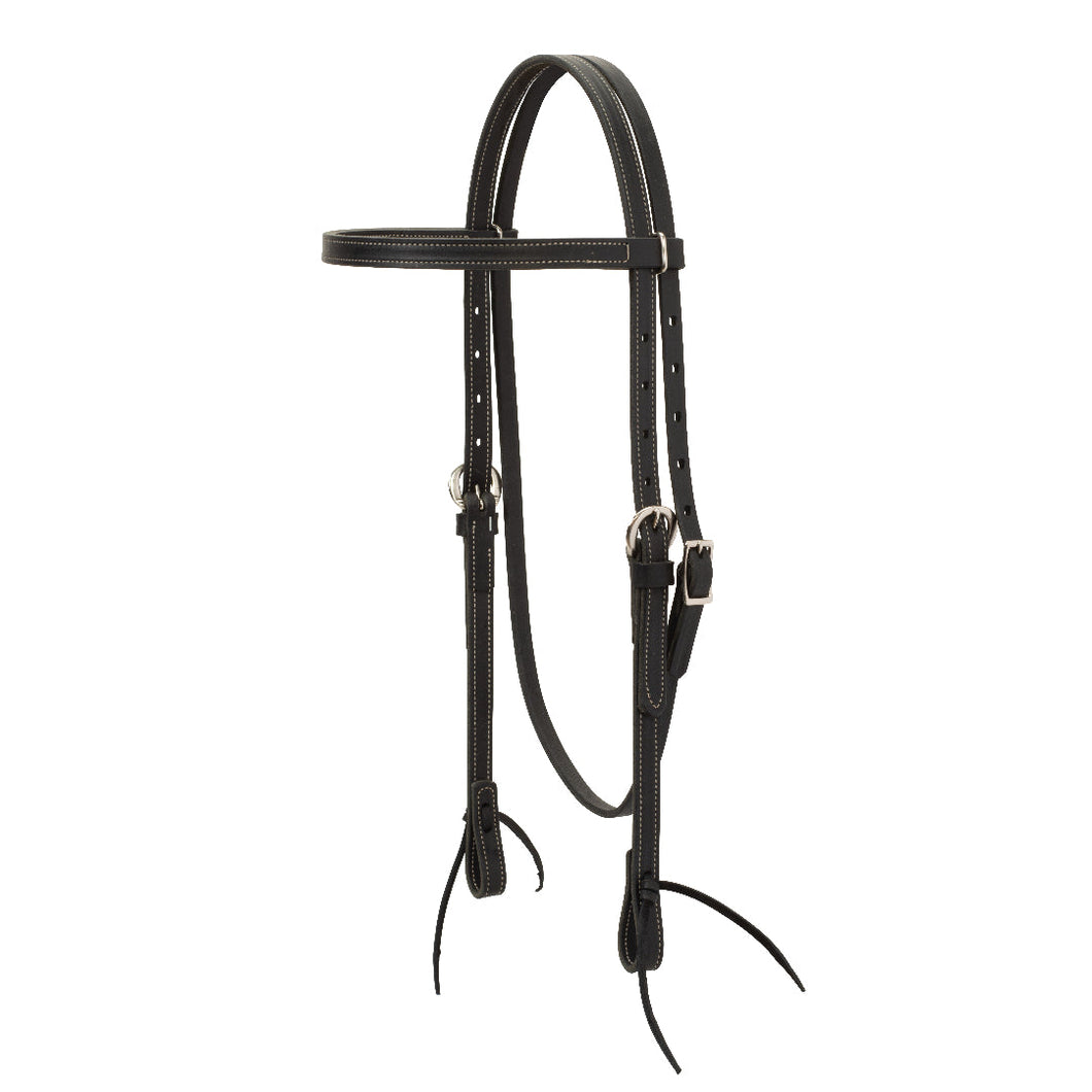 Black Leather Browband Headstall