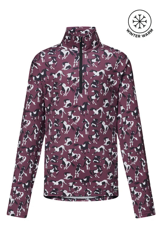 Kerrits Kid's On Course Quarter Zip Fleece Tech Top - Print