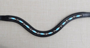 Curved Blue Bead and Crystal Browband